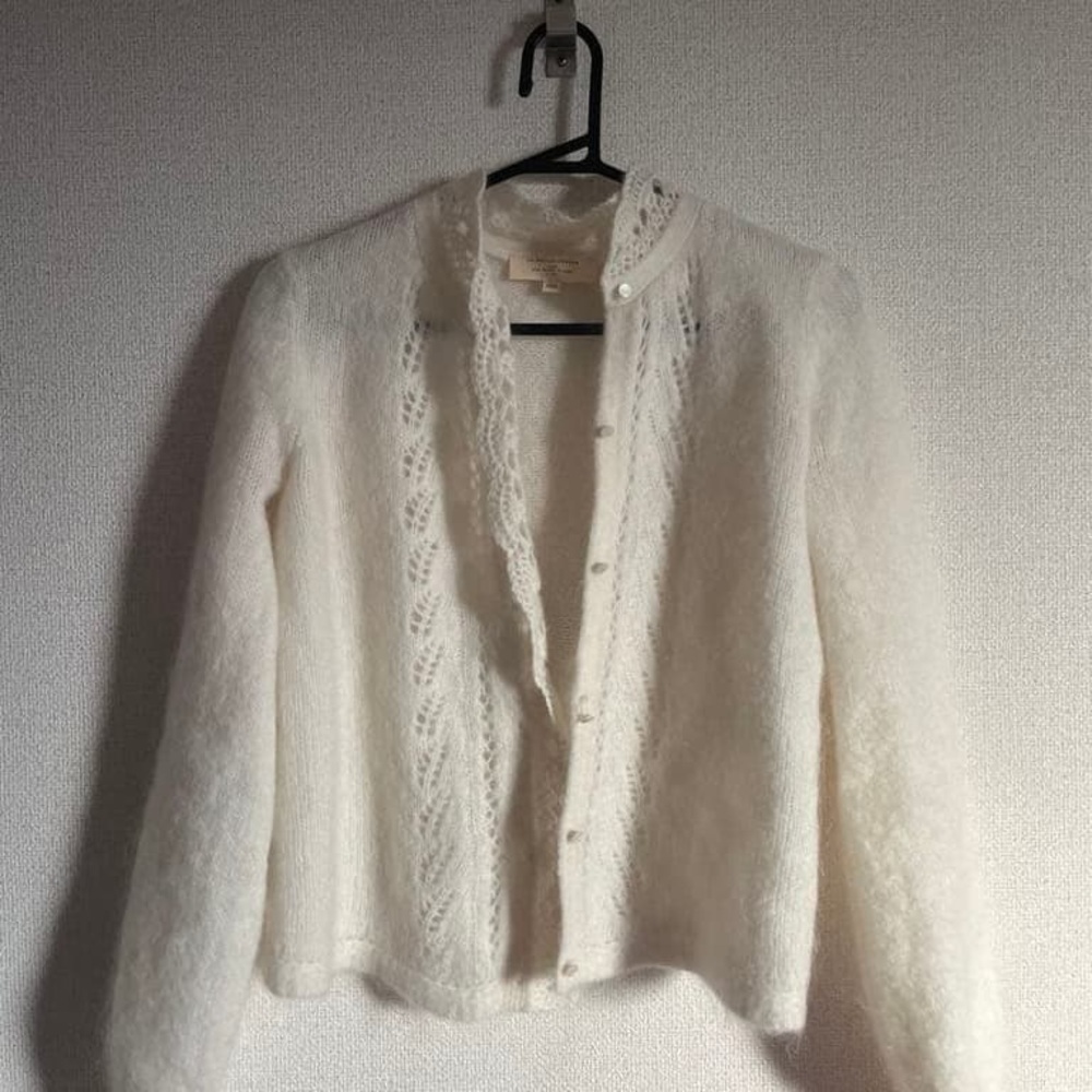Sezane Elegant White Women's Cardigan
